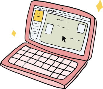 Pink laptop Doodle Illustration